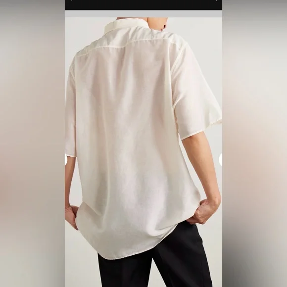 The Row Vale oversized cotton-voile shirt Elegant Black Women's Pants - Picture 2 of 4